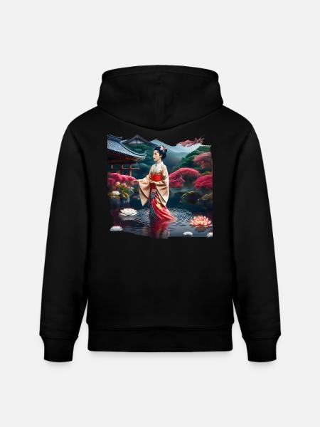 Japanese Lady - Stanley/Stella CRUISER Unisex Organic Hoodie - black