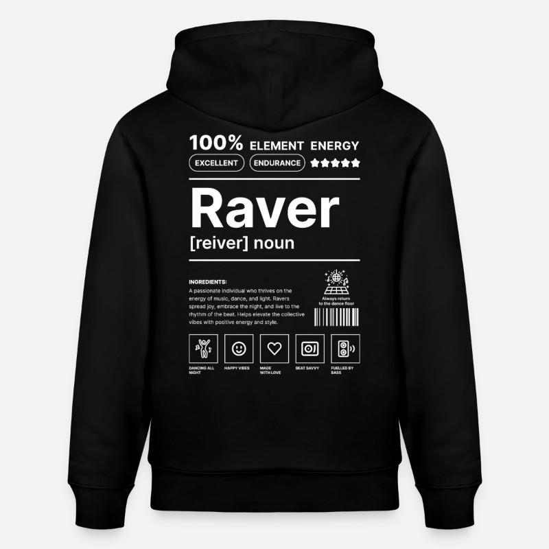 Raver Lifestyle White - Sweat à capuche bio CRUISER Stanley/Stella Unisexe - noir
