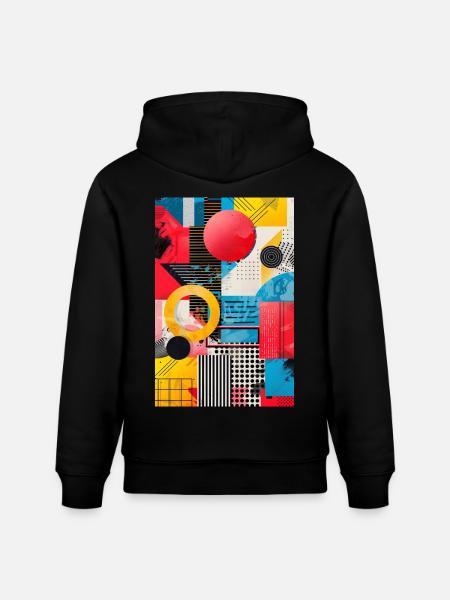Retro Style - Abstract Shapes - Stanley/Stella CRUISER Unisex Organic Hoodie - black