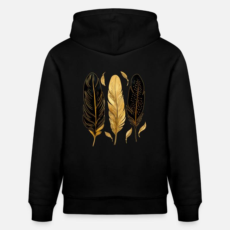 Plumes dorées - Sweat à capuche bio CRUISER Stanley/Stella Unisexe - noir