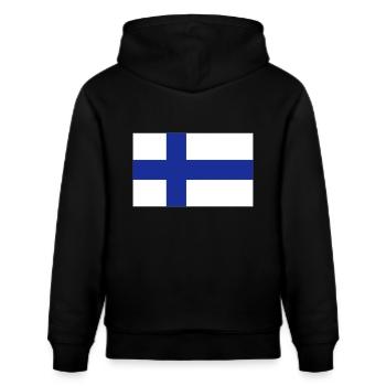 Nationalflagge von Finnland - Stanley/Stella Unisex Bio-Hoodie CRUISER  - Schwarz - Hinten - Alina (178cm)
