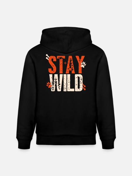 Stay Wild – lettering with paws - Stanley/Stella CRUISER Unisex Organic Hoodie - black
