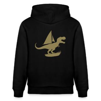 Minimalist dinghy with T-Rex summer - Stanley/Stella CRUISER Unisex Organic Hoodie - black - Back - Alina (178cm)