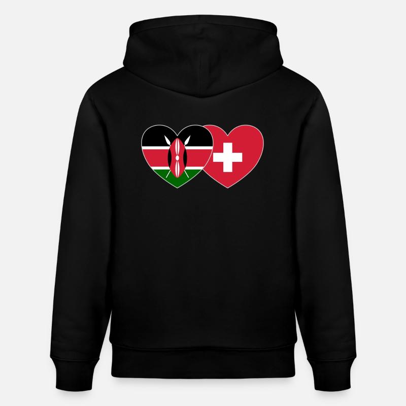 Kenya Suisse Drapeau Coeur - Sweat à capuche bio CRUISER Stanley/Stella Unisexe - noir
