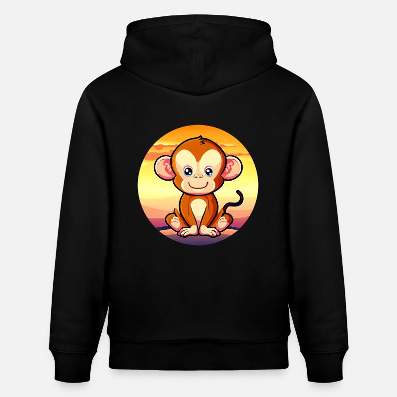 Mignon Singe Chimpanzé Sunset Design - Sweat à capuche bio CRUISER Stanley/Stella Unisexe - noir