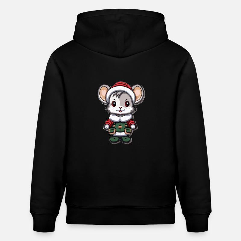 Souris Noël Design - Style Kawaii - Sweat à capuche bio CRUISER Stanley/Stella Unisexe - noir
