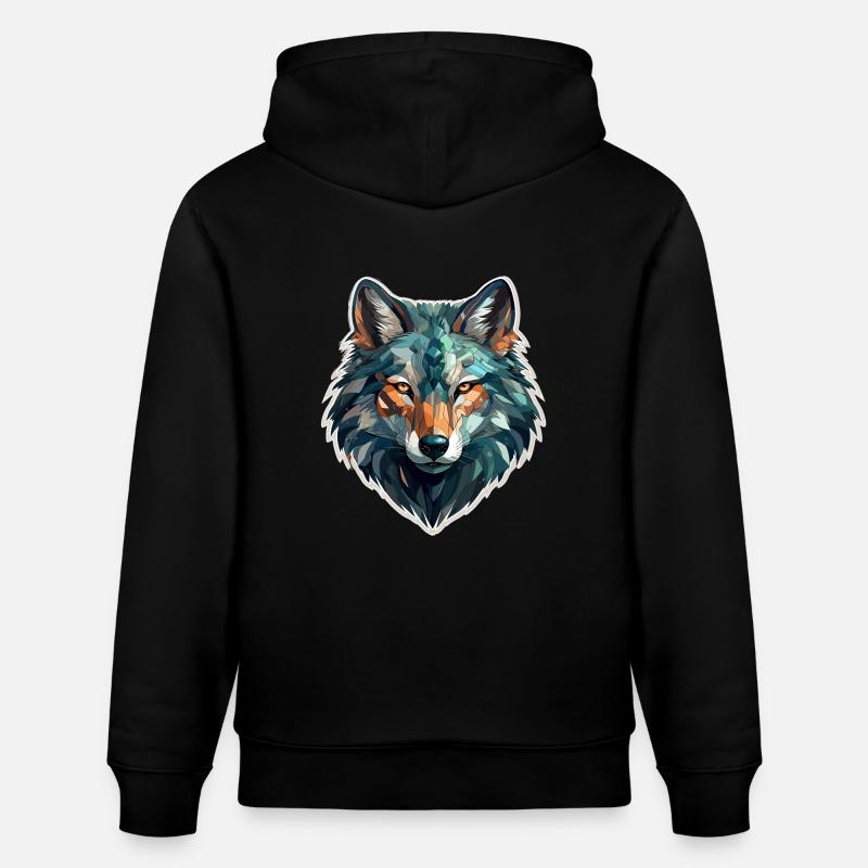 Loup - Illustration - Sweat à capuche bio CRUISER Stanley/Stella Unisexe - noir