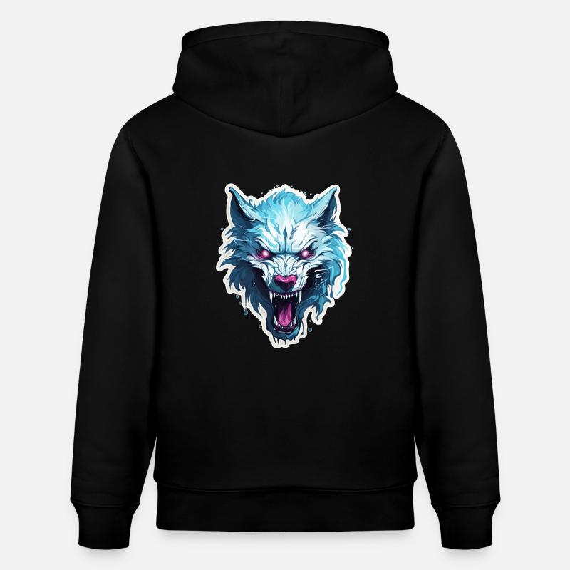 Loup - Illustration - Sweat à capuche bio CRUISER Stanley/Stella Unisexe - noir
