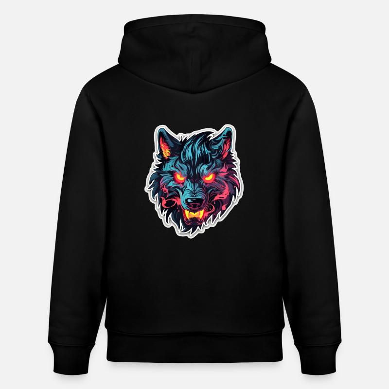 Loup - Illustration - Sweat à capuche bio CRUISER Stanley/Stella Unisexe - noir