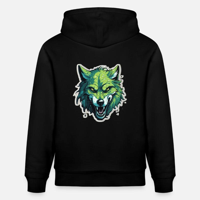 Loup - Illustration - Sweat à capuche bio CRUISER Stanley/Stella Unisexe - noir
