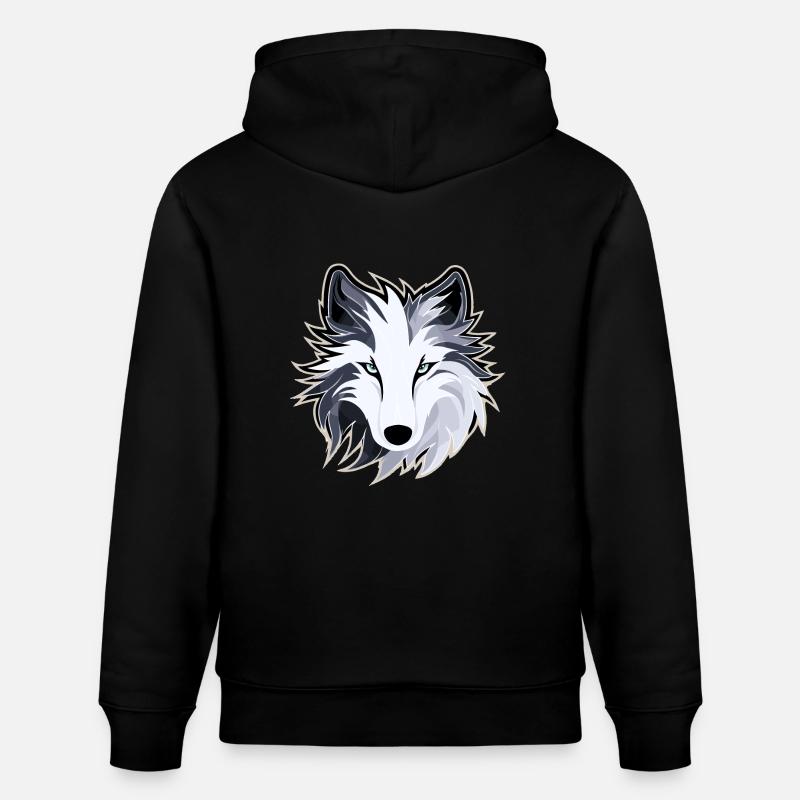 Loup - Illustration - Sweat à capuche bio CRUISER Stanley/Stella Unisexe - noir
