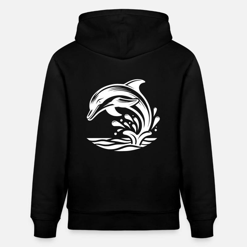 Élégant Saut Tatouage Dauphin - Sweat à capuche bio CRUISER Stanley/Stella Unisexe - noir