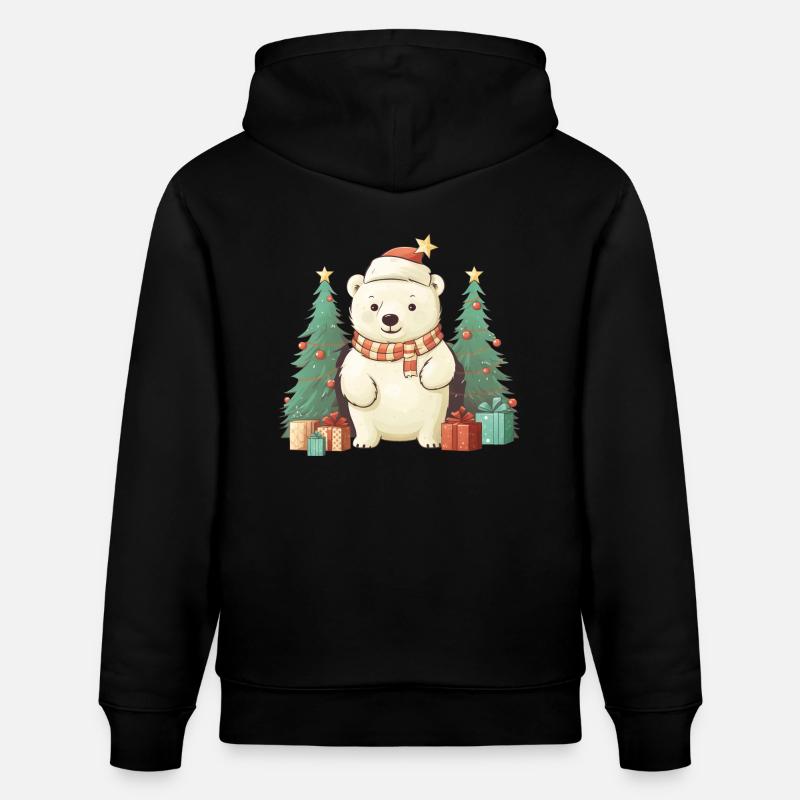 Mignon ours polaire de Noël - Sweat à capuche bio CRUISER Stanley/Stella Unisexe - noir