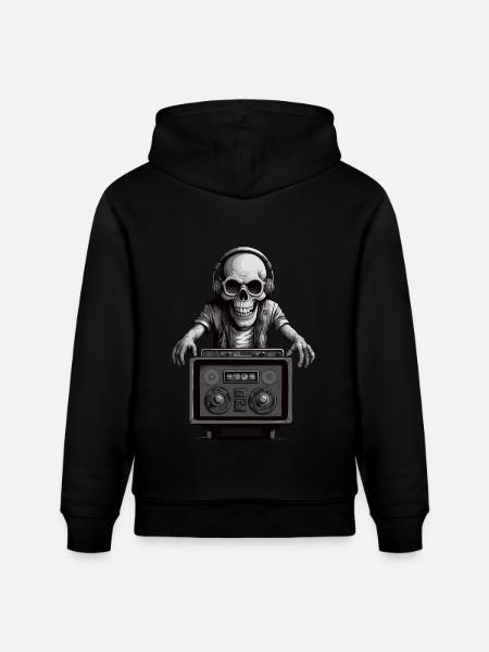 Skull Musician - Stanley/Stella CRUISER Unisex Organic Hoodie - black