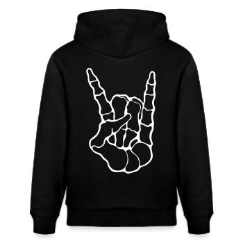 Metalhand / Pommesgabel / Metal - Stanley/Stella Unisex Bio-Hoodie CRUISER  - Schwarz - Hinten - Alina (178cm)