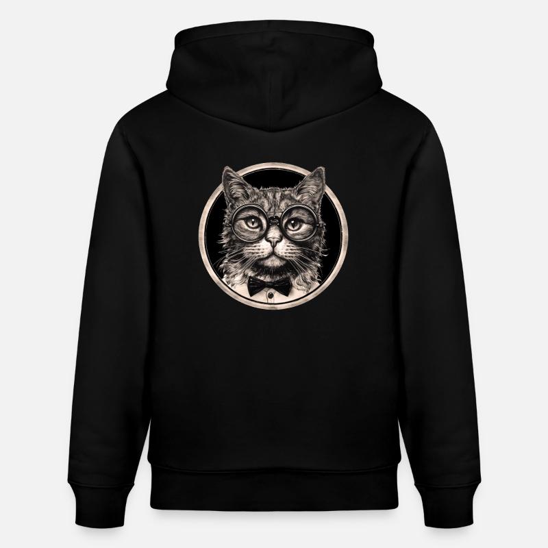 Chat steampunk - Sweat à capuche bio CRUISER Stanley/Stella Unisexe - noir