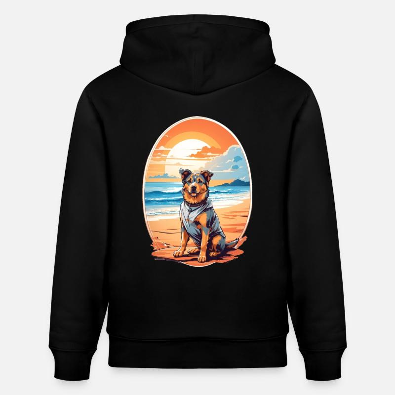 Chien sur la plage - Sweat à capuche bio CRUISER Stanley/Stella Unisexe - noir
