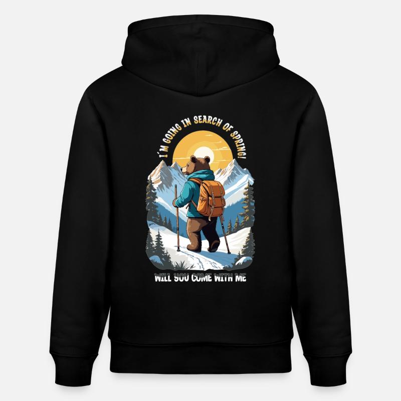L’ours cherche le printemps - Sweat à capuche bio CRUISER Stanley/Stella Unisexe - noir