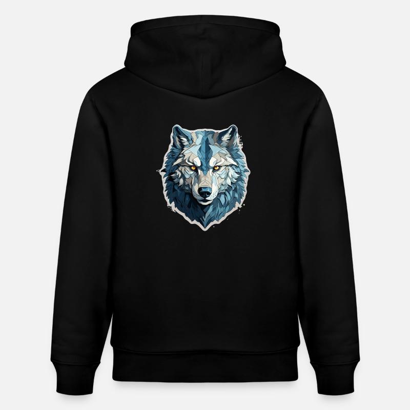 Loup - Illustration - Sweat à capuche bio CRUISER Stanley/Stella Unisexe - noir