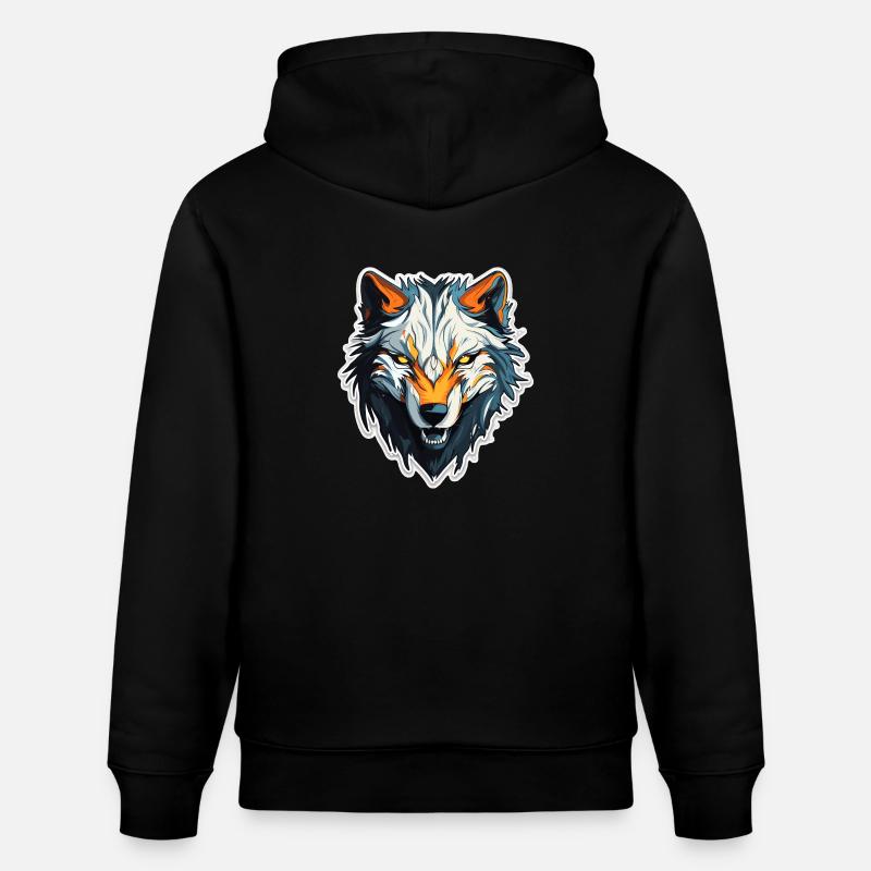 Loup - Illustration - Sweat à capuche bio CRUISER Stanley/Stella Unisexe - noir