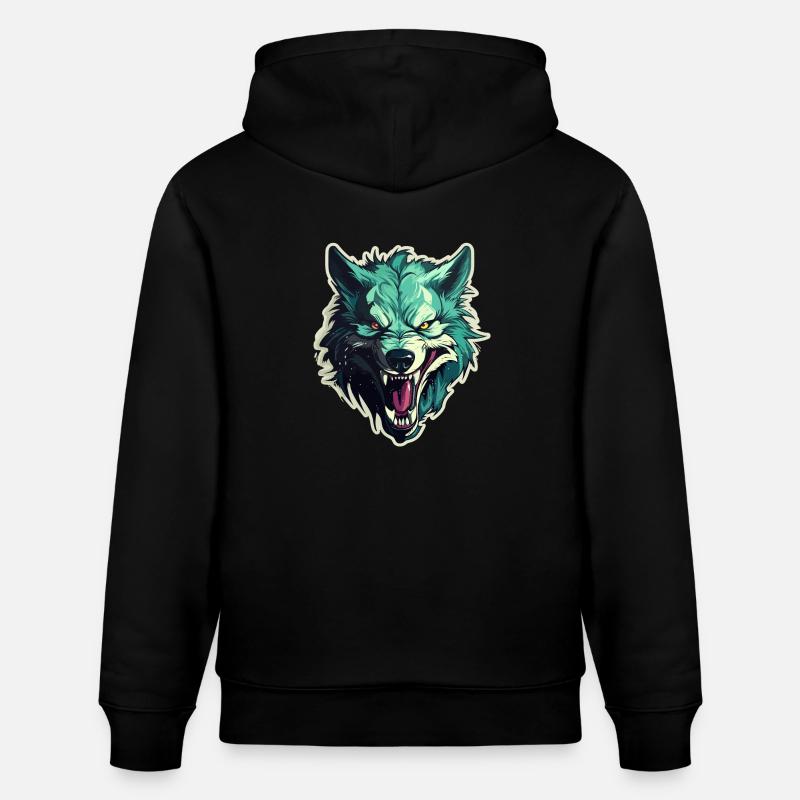 Loup - Illustration - Sweat à capuche bio CRUISER Stanley/Stella Unisexe - noir
