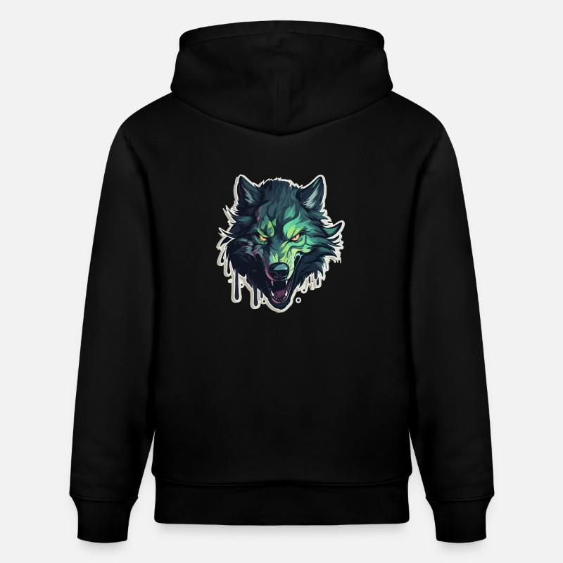 Loup - Illustration - Sweat à capuche bio CRUISER Stanley/Stella Unisexe - noir