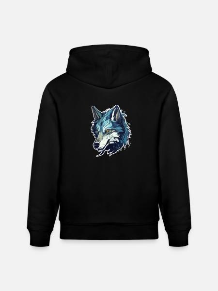 Wolf - Illustration - Stanley/Stella CRUISER Unisex Organic Hoodie - black