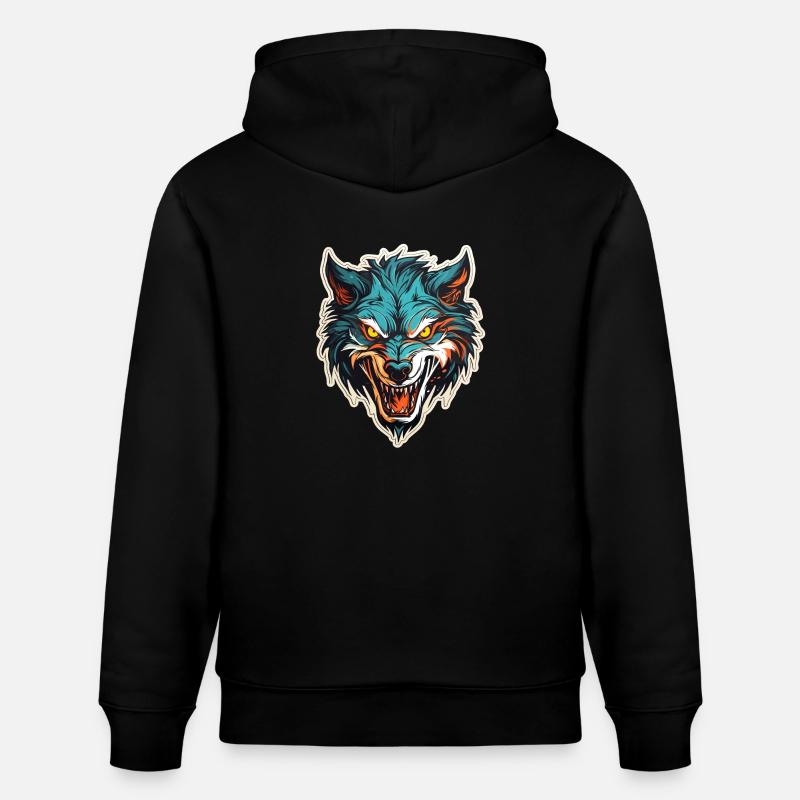 Loup - Illustration - Sweat à capuche bio CRUISER Stanley/Stella Unisexe - noir