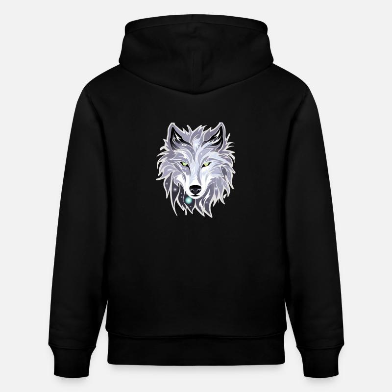 Loup - Illustration - Sweat à capuche bio CRUISER Stanley/Stella Unisexe - noir