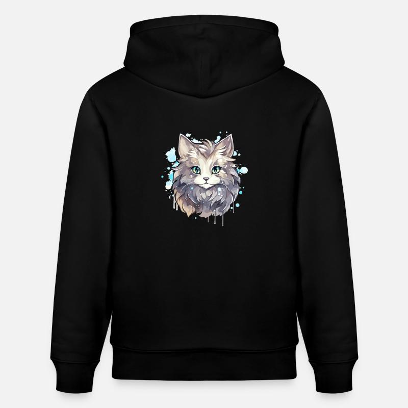 Chat - illustration - Sweat à capuche bio CRUISER Stanley/Stella Unisexe - noir