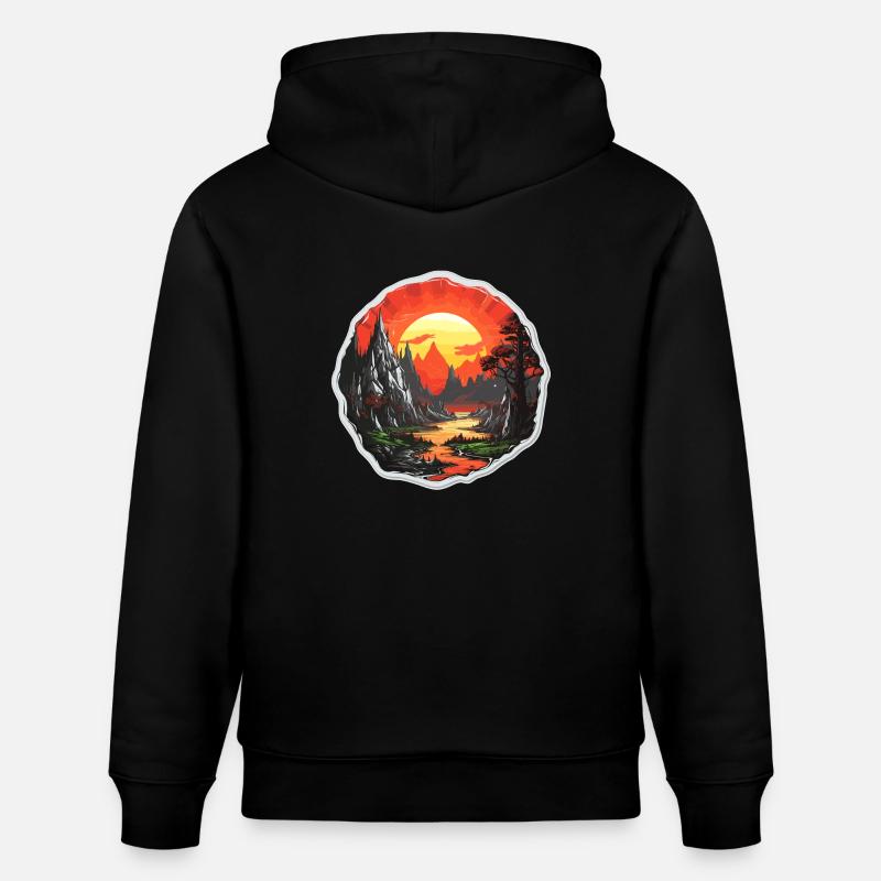 Paysage - Illustration - Sweat à capuche bio CRUISER Stanley/Stella Unisexe - noir