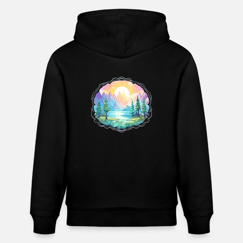 Paysage - Illustration - Sweat à capuche bio CRUISER Stanley/Stella Unisexe - noir