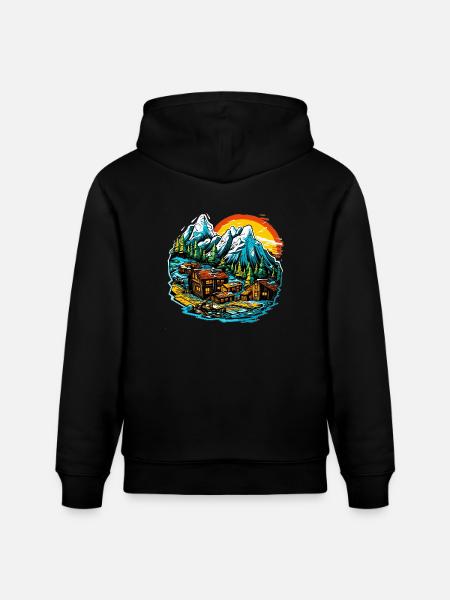 Landschaft - Illustration - Stanley/Stella Unisex Bio-Hoodie CRUISER - Schwarz