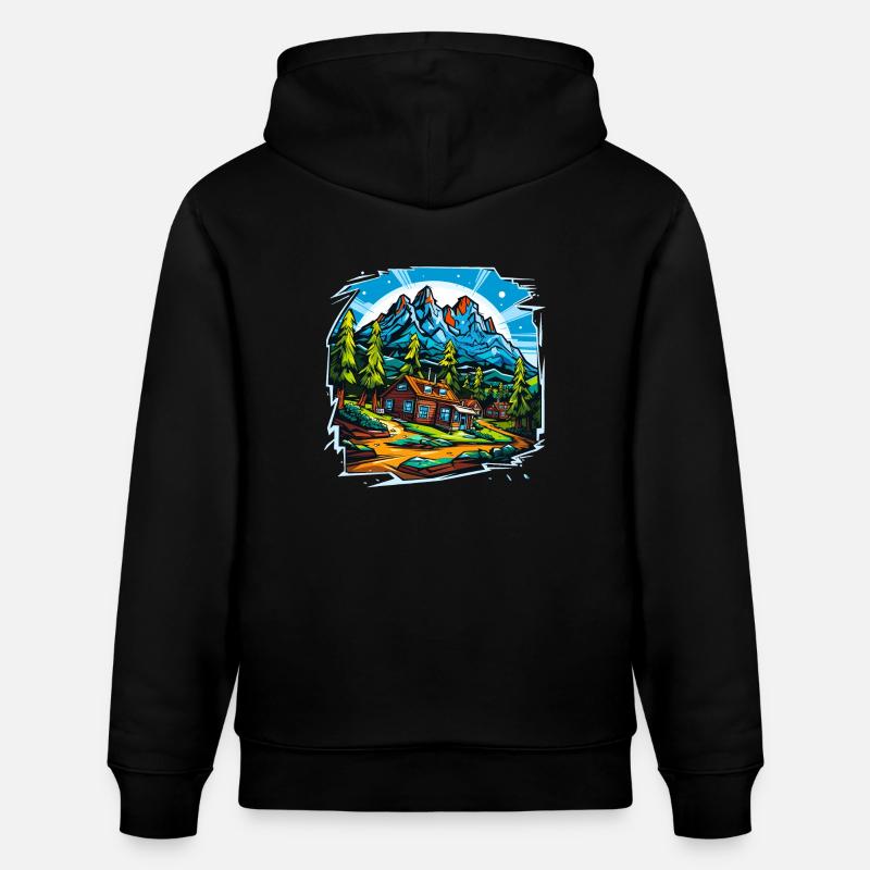 Paysage - Illustration - Sweat à capuche bio CRUISER Stanley/Stella Unisexe - noir