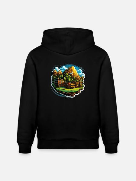 Paysage - Illustration - Sweat à capuche bio CRUISER Stanley/Stella Unisexe - noir