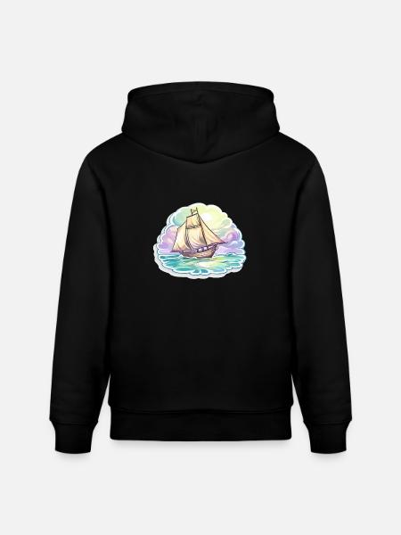 Sailboat - illustration - Stanley/Stella CRUISER Unisex Organic Hoodie - black