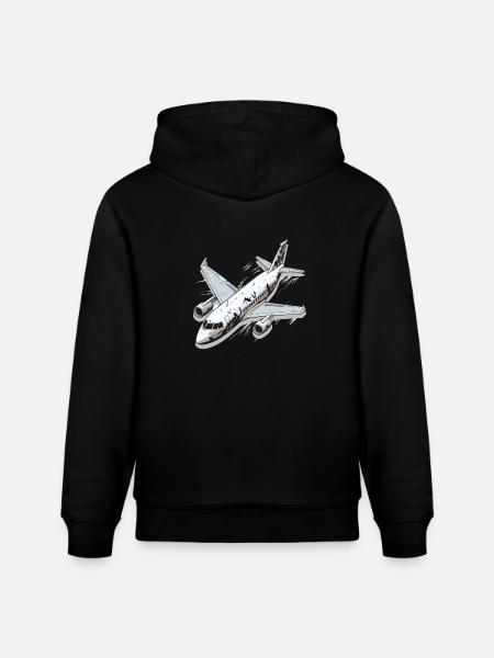 Airplane - illustration - Stanley/Stella CRUISER Unisex Organic Hoodie - black