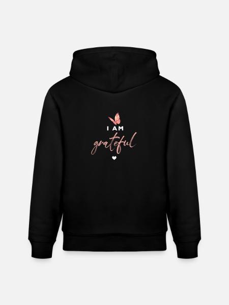 Grateful Butterfly Inspiration Saying - Stanley/Stella CRUISER Unisex Organic Hoodie - black