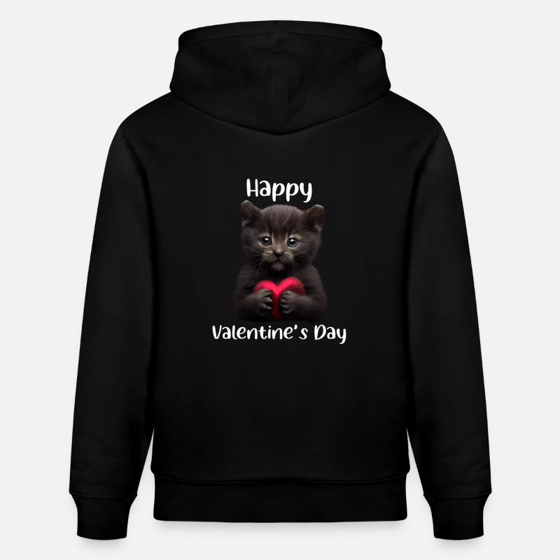 Chat de la Saint-Valentin - Sweat à capuche bio CRUISER Stanley/Stella Unisexe - noir