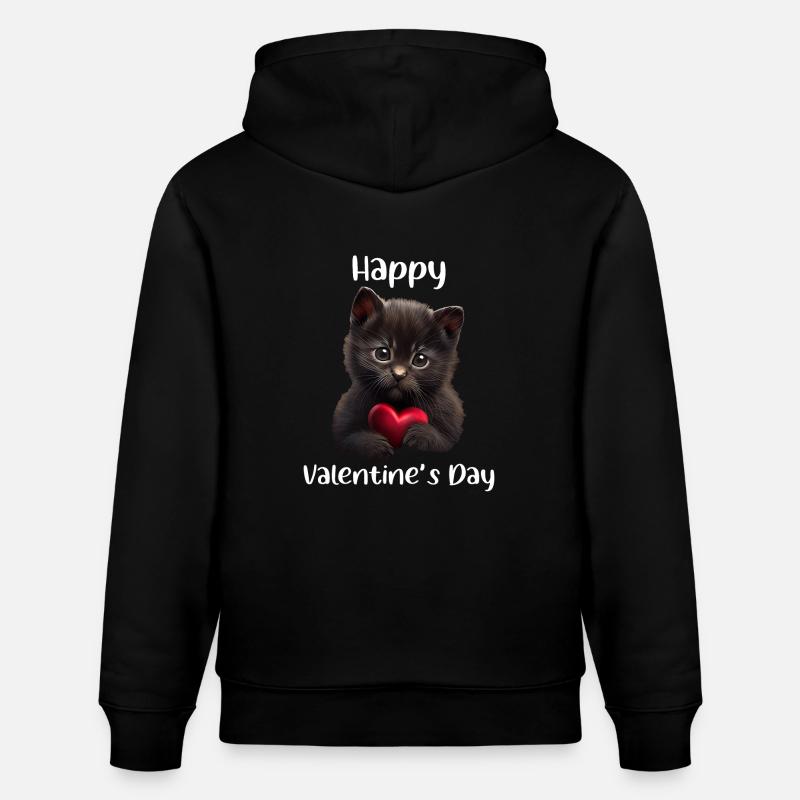 Chat de la Saint-Valentin - Sweat à capuche bio CRUISER Stanley/Stella Unisexe - noir