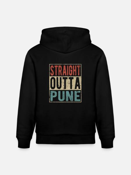 Straight outta Pune - Stanley/Stella CRUISER Unisex Organic Hoodie - black