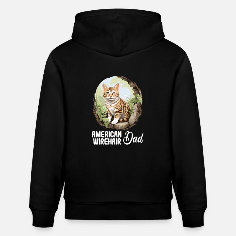 Chat Chats American Wirehair - Sweat à capuche bio CRUISER Stanley/Stella Unisexe - noir