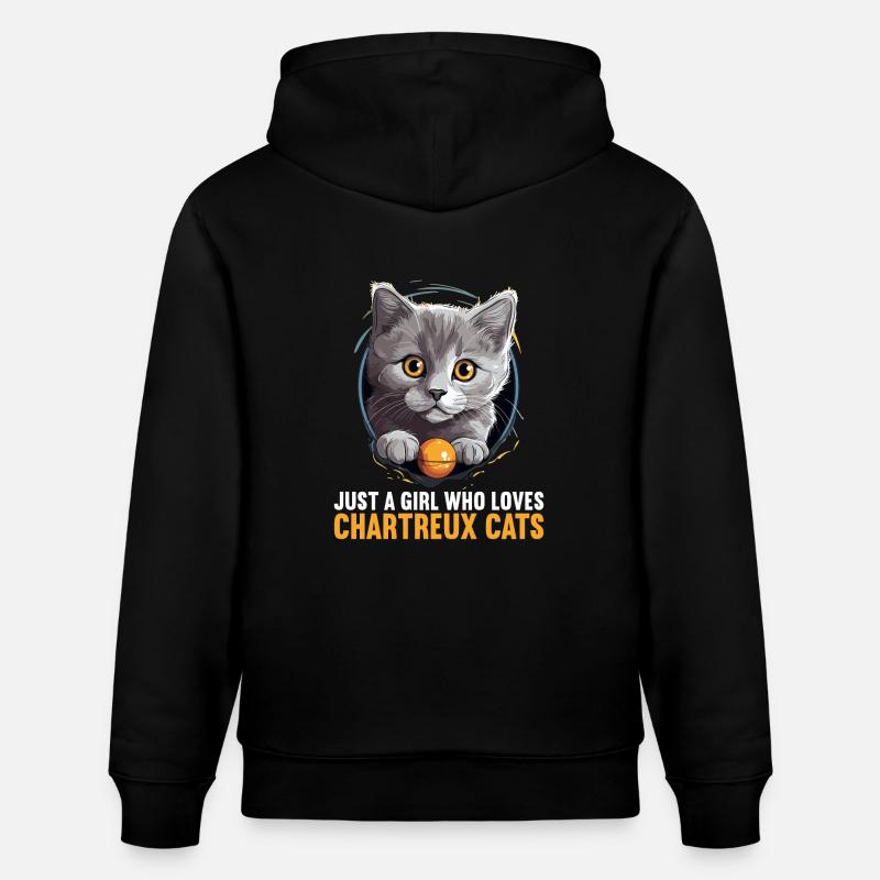 Chat Chartreux Chat Chartreux - Sweat à capuche bio CRUISER Stanley/Stella Unisexe - noir