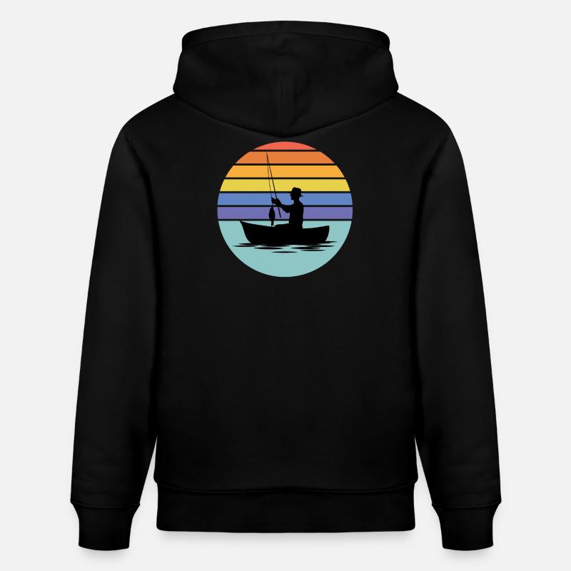 pêche, pêcheur, canne à pêche - Sweat à capuche bio CRUISER Stanley/Stella Unisexe - noir