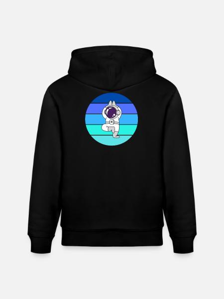 astronaut, flying rocket space - Stanley/Stella CRUISER Unisex Organic Hoodie - black