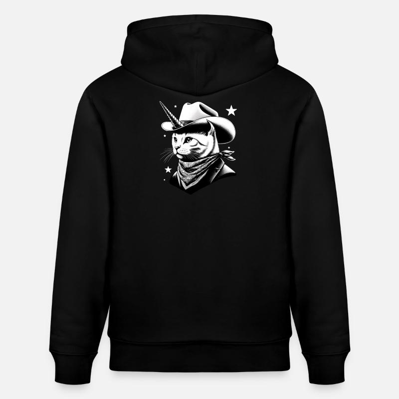 Cowboy chat-licorne - Sweat à capuche bio CRUISER Stanley/Stella Unisexe - noir