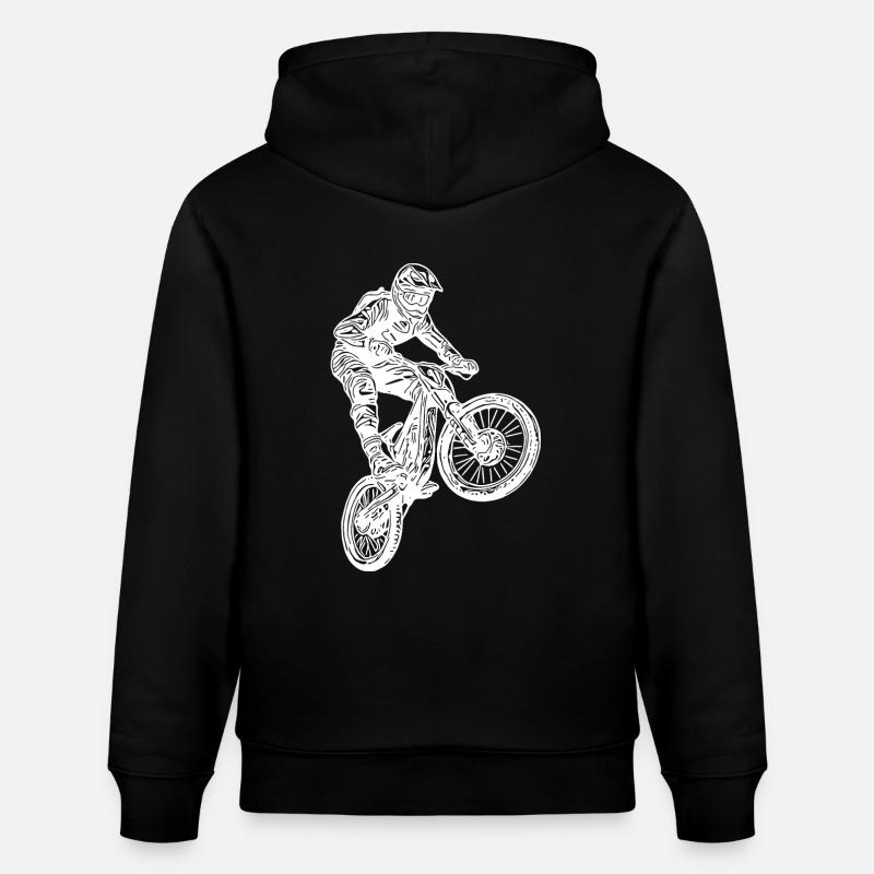 Cooler Radfahrer Springender Mountainbiker - Stanley/Stella Unisex Bio-Hoodie CRUISER  - Schwarz