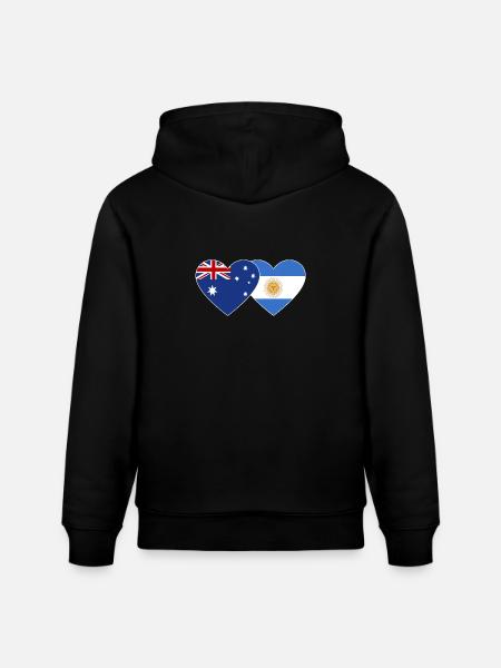 Australia Argentina flag heart - Stanley/Stella CRUISER Unisex Organic Hoodie - black