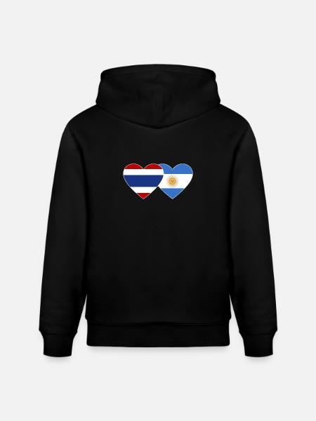 Thailand Argentina flag heart - Stanley/Stella CRUISER Unisex Organic Hoodie - black