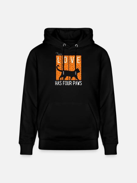 Love Has Four Paws Cat Silhouette - Stanley/Stella CRUISER Unisex Organic Hoodie - black